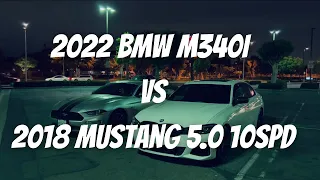 Stock 2022 BMW M340i RWD vs Stock 2018 Mustang 5.0 10SPD