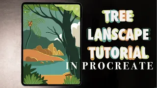 How To Draw A Tree LANDSCAPE | Easy lake LANDSCAPE drawing | ipad pro Procreate