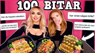 100 BITAR SUSHI CHALLENGE MED VIRAN 🍣  och svarar på frågor