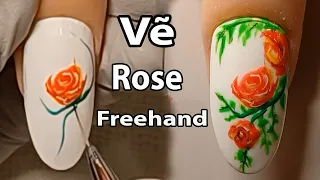 ROSE Flower  For Beginner  - Tập Vẽ Freehand Làm Nail Nhanh