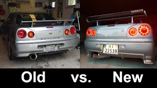 Nissan Skyline R34 GT-T Exhaust Setup Comparison ("Stock" vs. Kakimoto/Tomei/Apexi)