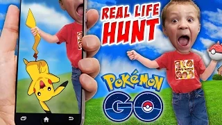 Pokemon GO!  Hunting in Real Life w/ FGTEEV Boys! Shawn Gotta Gun!!!  Part 1 (Smartphone Gameplay)