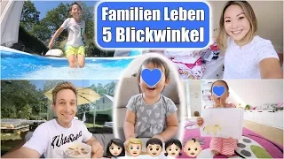 Familien Leben aus 5 Perspektiven 🎥 Alle vloggen! Pool Party im Garten & Ausmisten | Mamiseelen