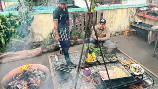 My friend Chavi’s Roof deck kitchen where he cooks everything over charcoal & wood. 🔥🇵🇭🔪