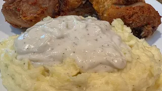 Homemade Mashed Potatoes and Milk Gravy- Quick and Easy Side Dish