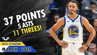 Stephen Curry - 2019.03.29 - Warriors vs Timberwolves - 37 Points, 5 Asts, 11 Threes!