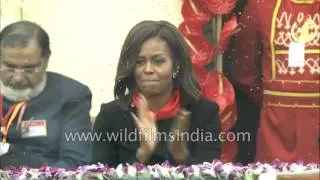 Michelle Obama views India's Republic Day spectacle of motorcycle stunts