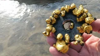 We pull out gold with a simple magnet; this is a trick for nuggets!!!