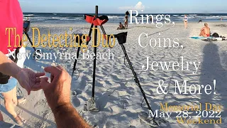 Metal Detecting New Smyrna Beach Memorial Day. Mega Coin Spills, Rings & Things! | The Detecting Duo