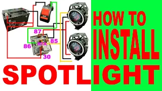 Cara pasang Spot Light + Relay + Diagram / How Wire Motorcycle LED Spotlight with Diagram DIY