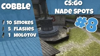 CS:GO Nade Spots Ep #8 - New Cobblestone 10 Smokes, 5 Flashes and 1 Molotov - Quick Version