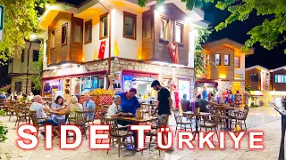 SIDE TURKEY | An evening walk through beautiful Side Old Town in Turkey 4K #sideturkey #türkei #side