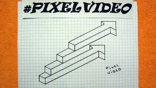 Оптические иллюзии невозможные фигуры или обман зрения по клеточкам #pixelvideo