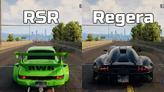 WHICH IS FASTEST - Porsche 911 Carrera RSR 2.8 vs Koenigsegg Regera - NFS Unbound (Drag Race)