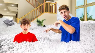 I Filled My Brothers Entire ROOM With Packing Peanuts !!