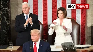 Nancy Pelosi rips up Donald Trump's State of the Union speech behind his back