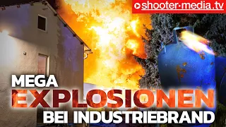 🔥 💥  Heftige Explosionen & Flammen beim Brand im Gewerbebetrieb  💥 🔥 | Großeinsatz Feuerwehr