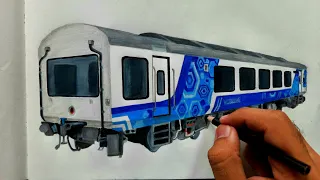 Drawing the vibrant LHB Vistadome coach of Janshatabdi / Deccan express || Indian Railways