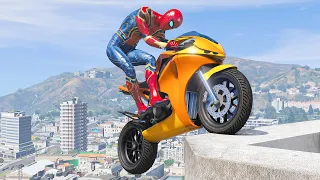 GTA 5 Iron Spiderman Motorcycle Epic Jump Stunts Fails Ragdolls Episode 06(Euphoria Ragdolls)