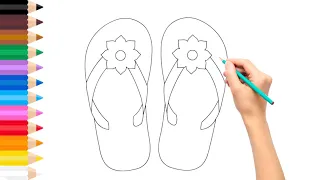 Drawing and coloring slippers | how to draw and coloring slippers | easy and simple.