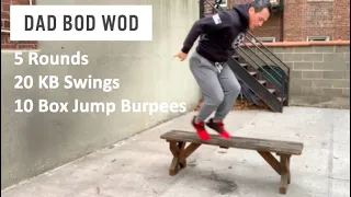 5 Rounds of 20 KB Swings and 10 Box Jump Burpees