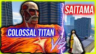 GTA 5 -Saitama (One Punch Man) vs Colossal Titan SUPERHERO BATTLE