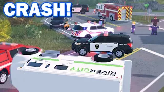 Bank truck CRASHES... Criminals hold Firefighters HOSTAGE! | ERLC Liberty County (Roblox)
