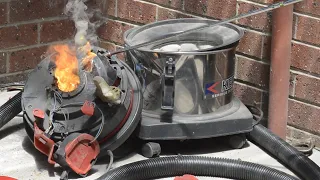 Smashing a Soteco Type D4 MEC 203 Vacuum Cleaner with Motor Fire