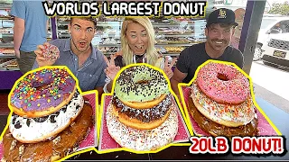EATING THE WORLDS LARGEST DONUT!!! 20LBS!!! #RainaisCrazy ft. Joel Hansen