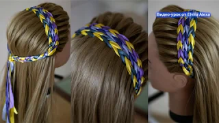 Ободок из лент  Причёска из кос для любой длины волос   Peinado con cintas  BHair tutorial