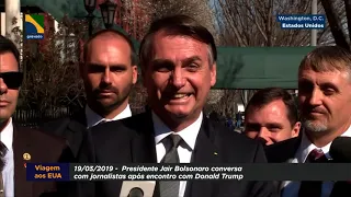 Presidente Jair Bolsonaro conversa com imprensa após encontro com presidente Trump