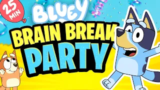 Bluey Brain Break Party 🎈 Freeze Dance & Run 🎈 Just Dance 🎈 Go Noodle 🎈 Bluey Brain Break