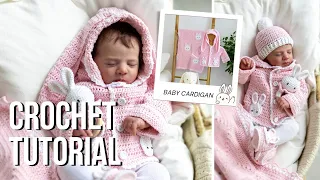 Crochet a Baby Cardigan (with Hood & Bunny Ears) 🐰💝