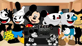 Mickey, Oswald, Felix, Cuphead, Mugman e Bendy reagindo: FNF Wednesday's Infidelity