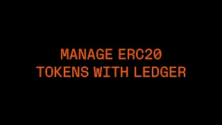 Manage ERC20 tokens with Ledger