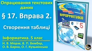 § 17. Вправа 2. Створення таблиці | 5 клас | Морзе