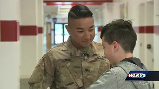Soldier reunited with little brother