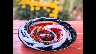 Fused Glass Rose Swirl Bowl