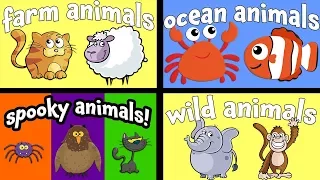 Cartoon Animals for Children | Learn Farm and Wild Animal Names | Kids Learning Videos