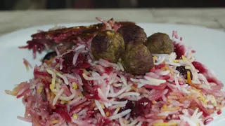 Persian Sour Cherry Rice and Meatballs طرز تهیه خوشمزه ترین البالو پلو