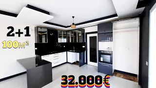 МЕРСИН ТУРЦИЯ ПРОДАЕТСЯ КВАРТИРА 2+1/32.000€/ЧЕРНО БЕЛАЯ КУХНЯ