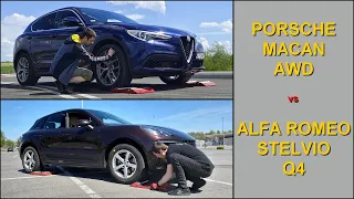 SLIP TEST - Alfa Romeo Stelvio Q4 vs Porsche Macan AWD - @4x4.tests.on.rollers