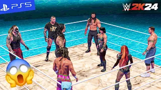 WWE 2K24 - 8 Man Loser Goes To Water Battle Royal Match | PS5" [4K60]