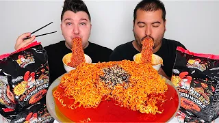 VOLCANO SPICY BATTLE • FIRE NOODLE RACE CHALLENGE • Mukbang & Recipe