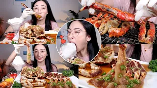 레전드 킹크랩장 🦀 담가먹고 구워서도 먹어보자!! SOY SAUCE MARINATED RAW KING CRAB🦀 REAL SOUND EATING SHOW