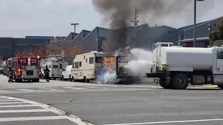 Mystery water truck helps SFFD extinguish box van fire