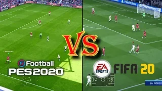 PES 2020 vs FIFA 20 | Live Broadcast Camera Gameplay Comparison | Fujimarupes