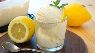 Homemade lemon ice cream, with only 4 ingredients and without an ice cream maker