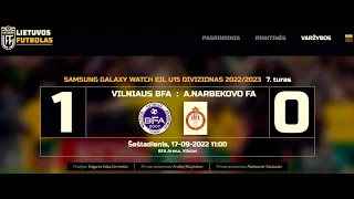 Vilniaus BFA vs A.NARBEKOVO FA 1:0  (I kel.) EJL U15