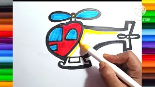 Helicopter Drawing, Painting and Coloring for kids, Toddlers | How to Draw Helicopter